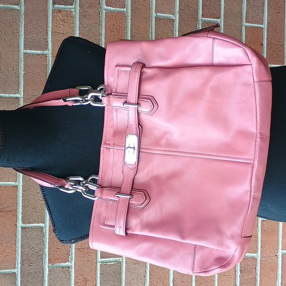 Coach pink handbag with chain straps